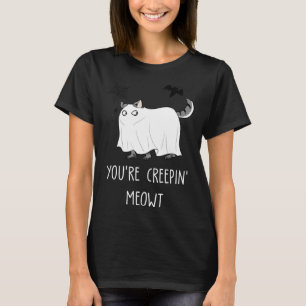 T-shirt Chat graphique d'horreur effrayant qui rampe Hallo