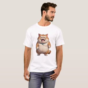 T-shirt Chat gras en colère mignon drôle chat en colère