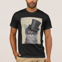 Chat gris avec chapeau supérieur