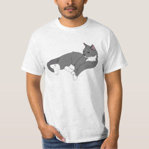 T-shirt Chat gris et blanc Tuxedo
