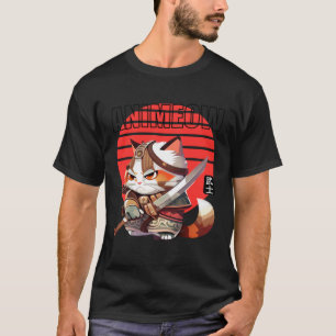 T-shirt Chat guerrier en armure traditionnelle Soleil roug