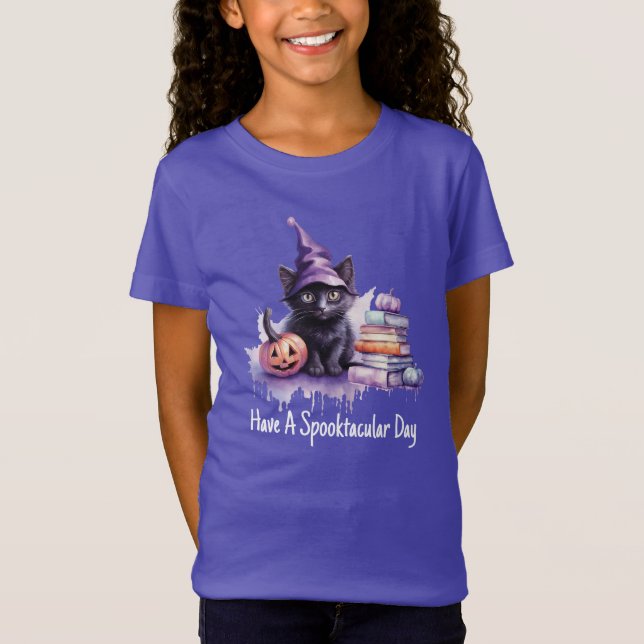 T-Shirt Chat Halloween avec livres (Devant)