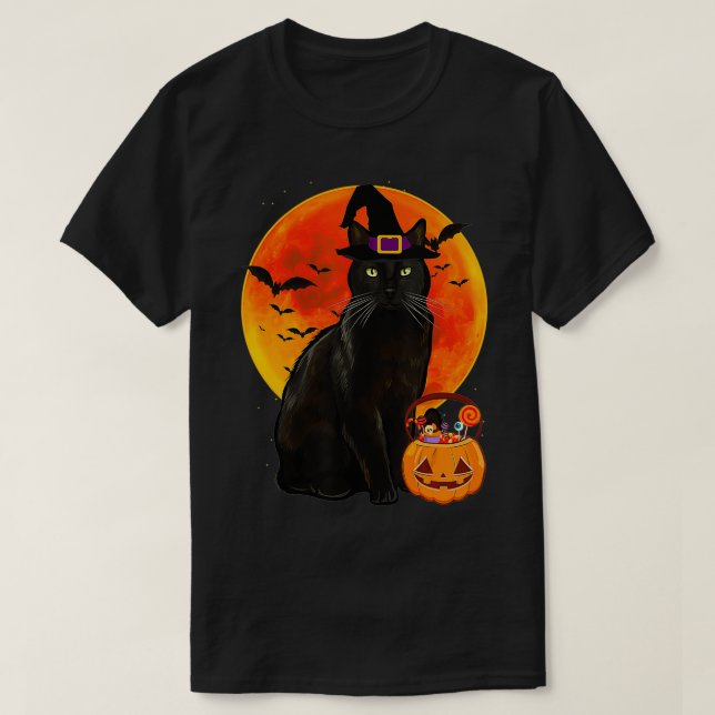 T-shirt Chat Halloween Bombay Jack-o'-lantern Citrouille (Design devant)