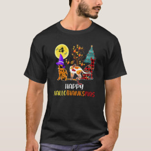T-shirt Chat Halloween Et Joyeux Noël Joyeux Hallothank