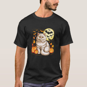T-shirt Chat Halloween Mignon Chat Persan Citrouille Effra
