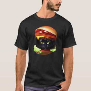 T-shirt Chat Hamburger Burger & Chat Drôle Idée