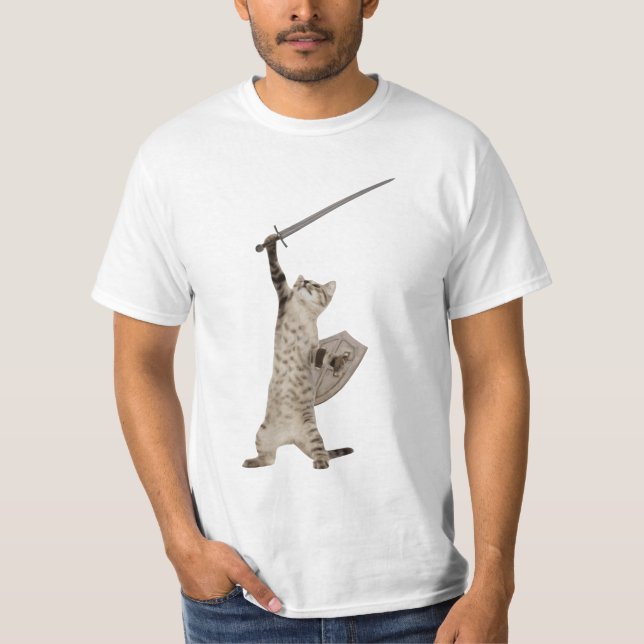 T-shirt Chat héroïque de chevalier de guerrier (Devant)
