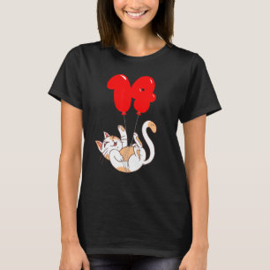 T-shirt Chat heureux 14e anniversaire Fête de ballon pou