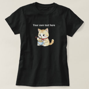 T-shirt Chat heureux mangeant des nouilles Ramen