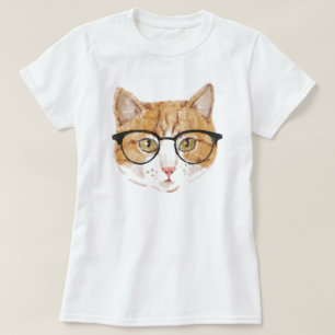 T-shirt Chat Hipster (Brown et blanc)