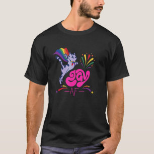 T-shirt Chat homosexuel avec drapeau arc-en-ciel Gay Af