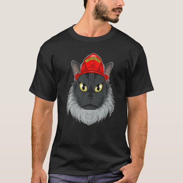 T-shirt Chat I pompier Chat I pompier Maine Coon Chat (Devant)