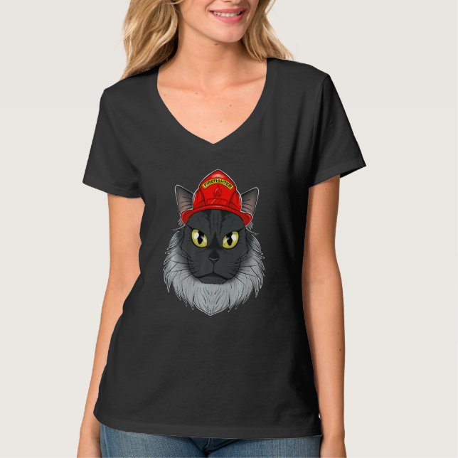 T-shirt Chat I pompier Chat I pompier Maine Coon Chat (Devant)