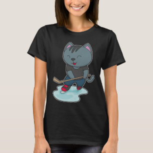 T-shirt Chat Ice Hockey bâton de hockey sur glace