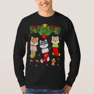 T-shirt Chat In Sock Père Noël feux de pyjama de Noël