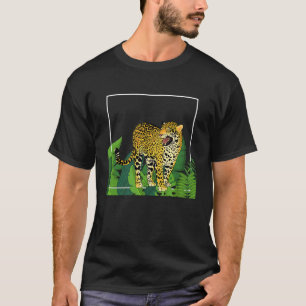 T-shirt Chat Jaguar avec feuilles tropicales Grands félins