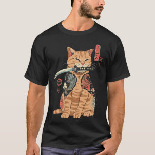 T-shirt chat japon -art samouraï