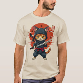 T-shirt Chat Japonais Kawaii Ninja, Chat Ninja Avec Épée