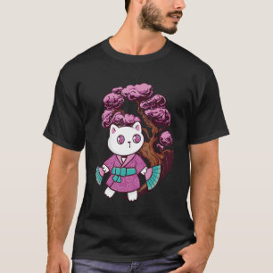 T-shirt Chat japonais Kitten Bonsai Tree Japon Cerisier Bl