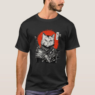 T-shirt Chat japonais samouraï Bushido Guerrier Katana Épé