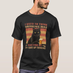 T-shirt Chat Je Pensais Que Boire Était Mauvais Chat Noir 