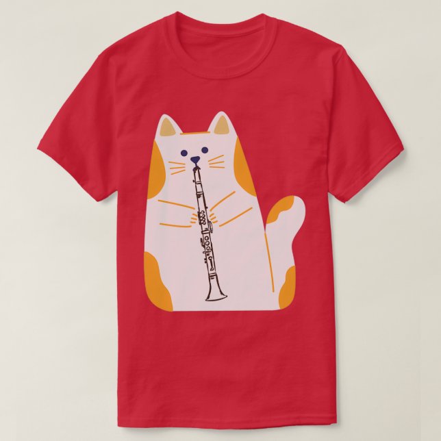 T-shirt chat jouant au CLARINET (Design devant)