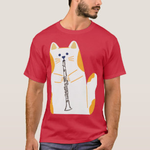 T-shirt chat jouant au CLARINET