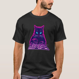 T-shirt Chat Jouant aux Échecs