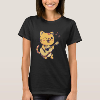 T-shirt Chat Jouant du Guitare Chatons Mignons Garçons Fil