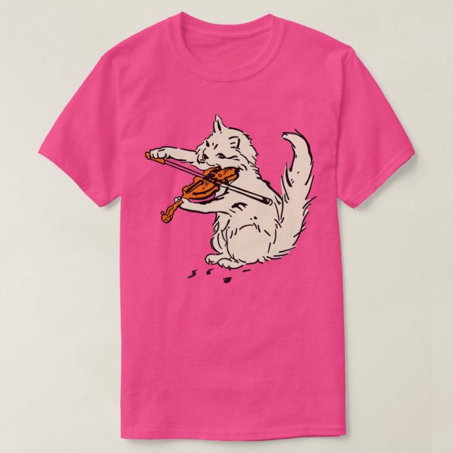 T-shirt chat jouant du violon art (Design devant)