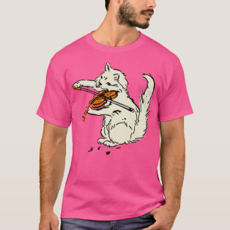 T-shirt chat jouant du violon art