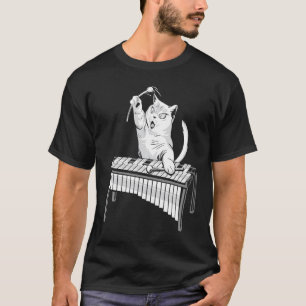 T-shirt Chat Jouant du Xylophone Instrument de Musique à P