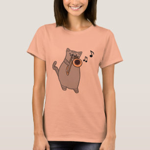 T-shirt Chat jouant le trombone - pièce en t de cadeau de
