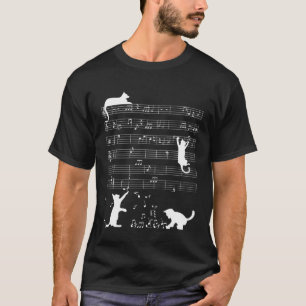 T-shirt Chat Jouant Note De Musique Clé Musicien Musique F