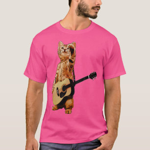 T-shirt Chat Jouer Acoustique Guitare Cool Musicien Guitar