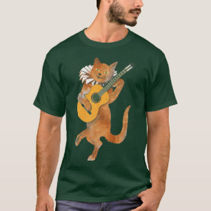 T-shirt Chat Jouer Acoustique Guitare Cool Musicien Guitar