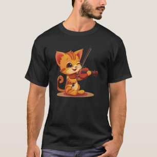 T-shirt Chat Jouer Costume de violon