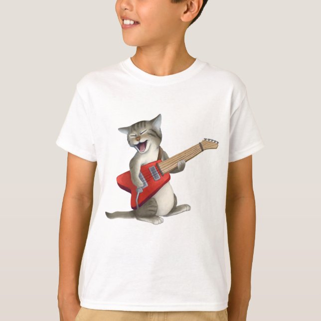 T-shirt Chat Jouer de la guitare (Devant)