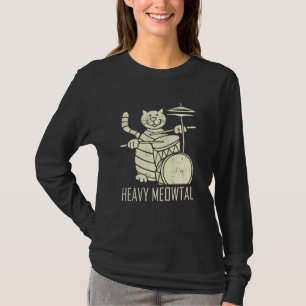 T-shirt Chat Jouer Drum Funny Lourd Drum Meowtal Chat