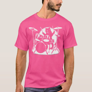 T-shirt Chat Jouer Drums Batteur Novelty Musique Amour Fun