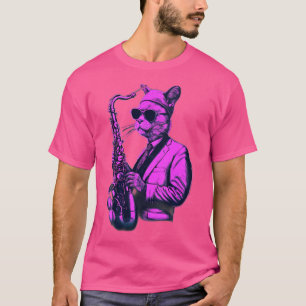 T-shirt Chat Jouer Du Jazz Sur Saxophone
