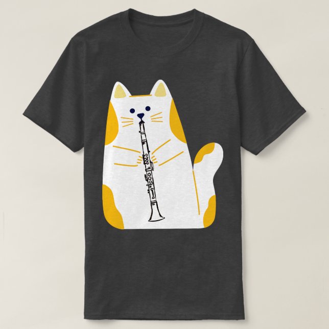 T-shirt Chat Jouer Le Clarinet (Design devant)