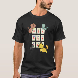 T-shirt Chat Jouer Mahjong Drôle Joueurs Avec Des Lettres