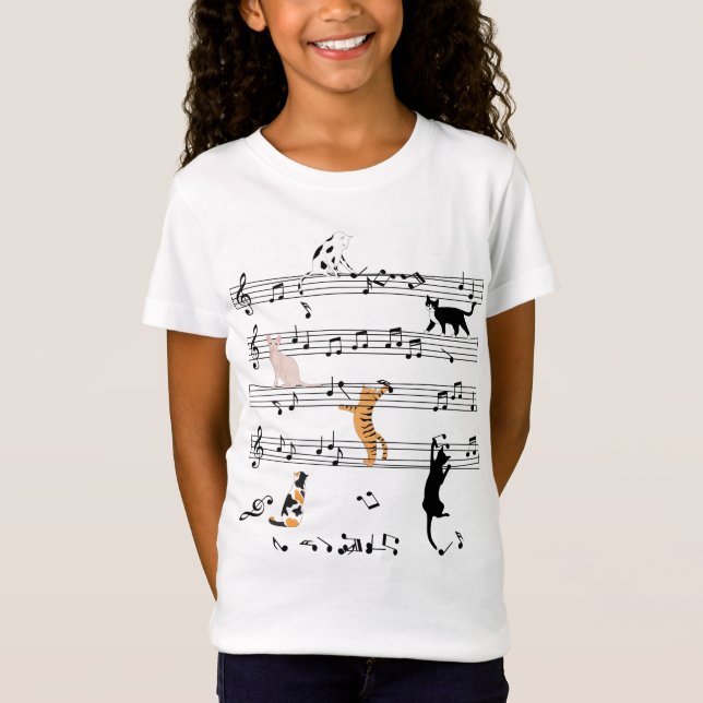 T-Shirt Chat Jouer Note Musique, Naughty Cadeau Chat, Chat (Devant)