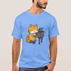 T-shirt Chat Jouer Piano