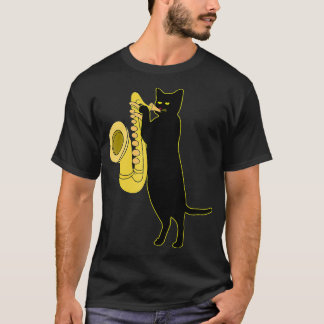 T-shirt Chat Jouer Saxophone Cool Vent Instrument Sax