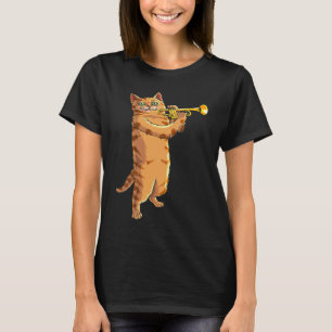 T-shirt Chat Jouer Trumpet Cute Kitten Musicien Fan