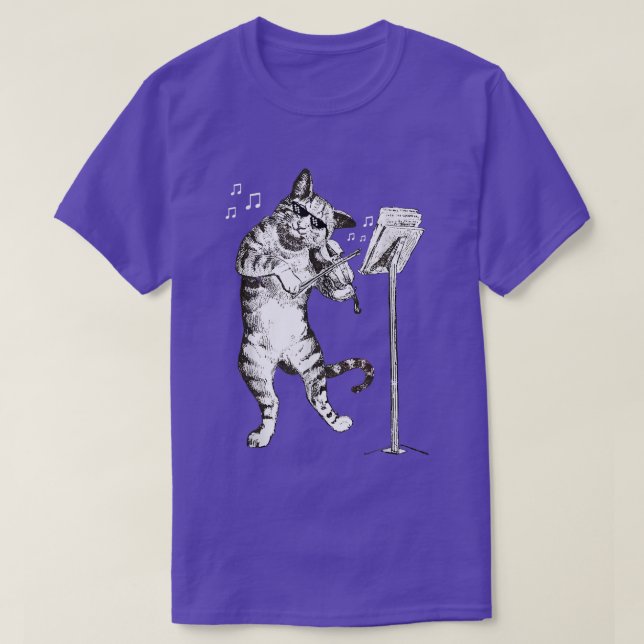 T-shirt Chat Jouer Violon Violoniste Cadeau Tee  (Design devant)