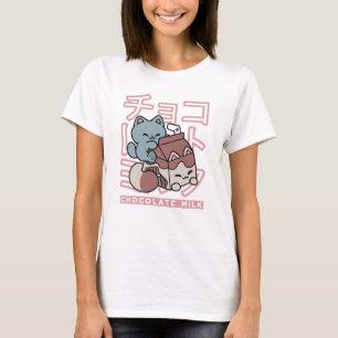 T-shirt Chat Kawaii avec du Lait au Chocolat – Art Pop Jap