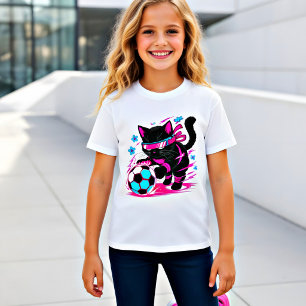 T-shirt Chat Kickeur de Foot Neon Cadeau Énergique pour le